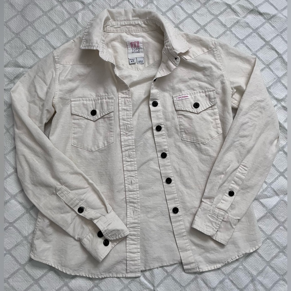 Topo Designs Mountain Lightweight Shirt Long Sleeve Natural Size XS